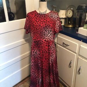 New maxi Dress size XL. Red & Black Animal Print. NWOT